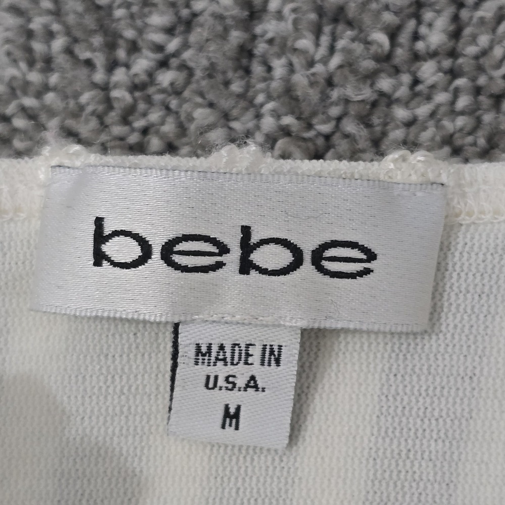 Vintage 90's Bebe White Pin Stripe Lace Trim‎ Cami V-Neck Tank Top - Picture 6 of 8